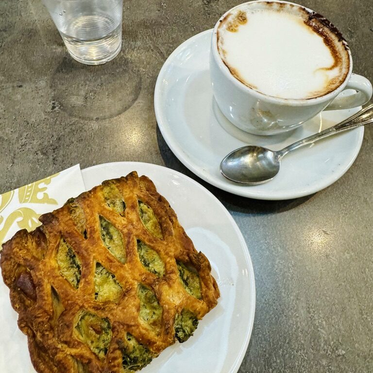 Spinach Ricotta Pastry with cappucinno